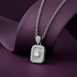Silver Aurelia Starburst Locket Pendant With Link Chain
