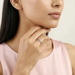 Silver Aurora Pear Ring
