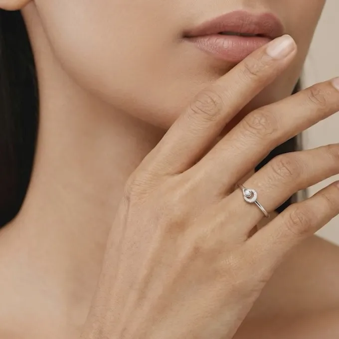 Silver Aurora Pear Ring