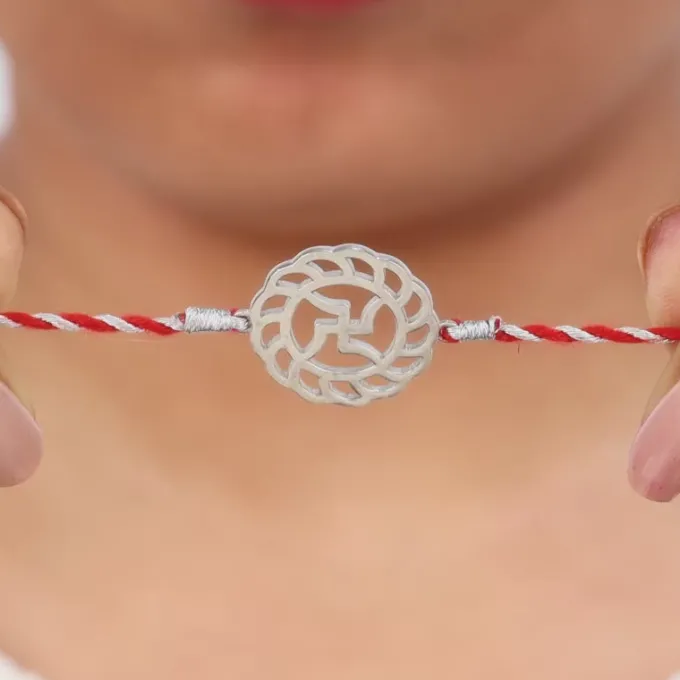 Silver Auspicious Rakhi