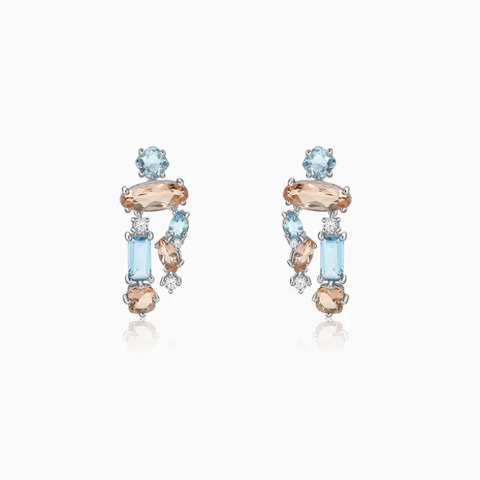 Silver Azure Blush Drop Earrings