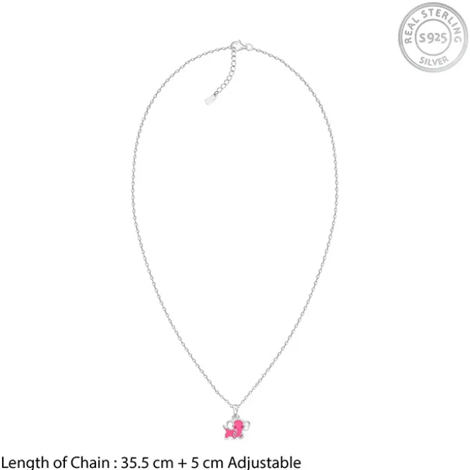 Silver Baby Elephant Kids Pendant with Link Chain