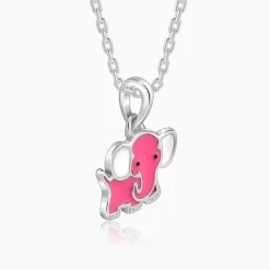 Silver Baby Elephant Kids Pendant with Link Chain