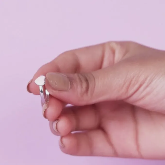 Silver Baby Pink Love Kids Ring