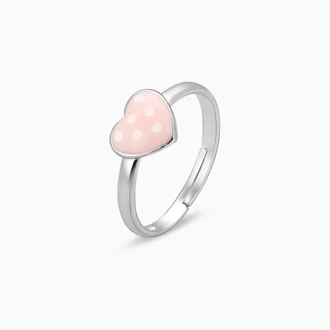 Silver Baby Pink Love Kids Ring