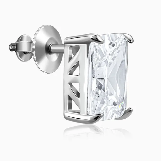 Silver Baguette Zircon Studs