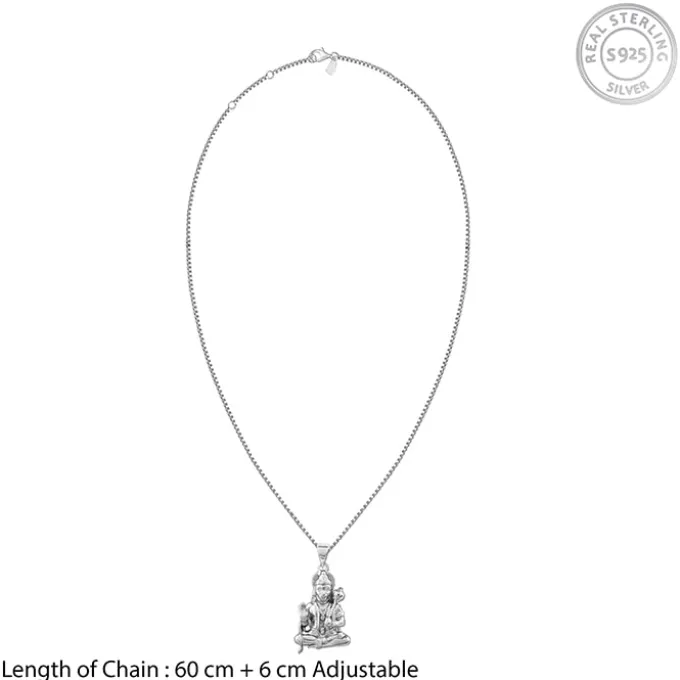 Silver Bajrangbali Pendant With Box Chain For Him