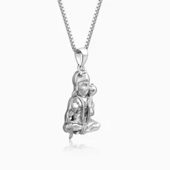 Silver Bajrangbali Pendant With Box Chain For Him