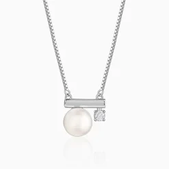 Silver Bar Pearl Necklace