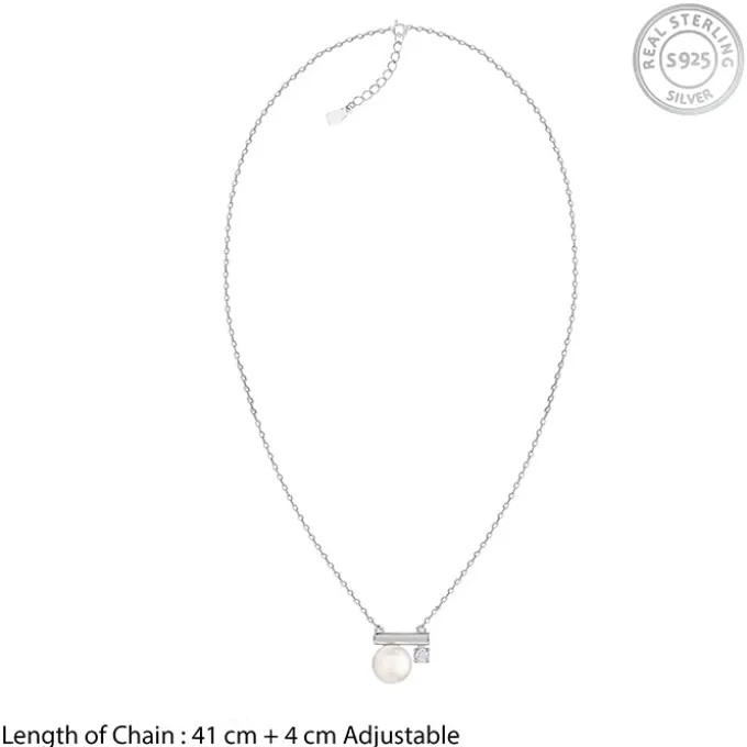 Silver Bar Pearl Necklace
