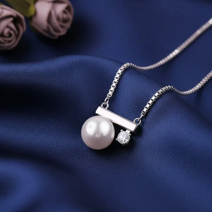 Silver Bar Pearl Necklace