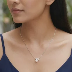 Silver Bar Pearl Necklace