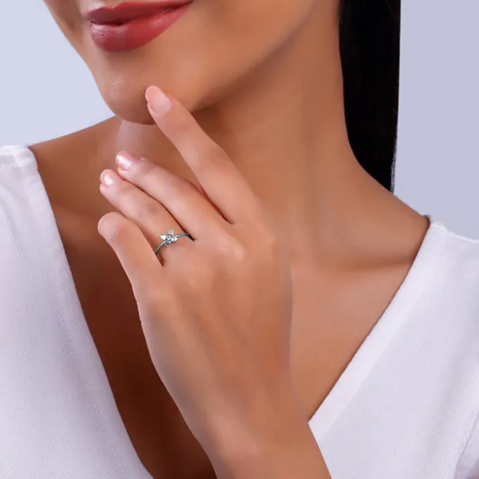 Silver Beautiful Orchid Ring
