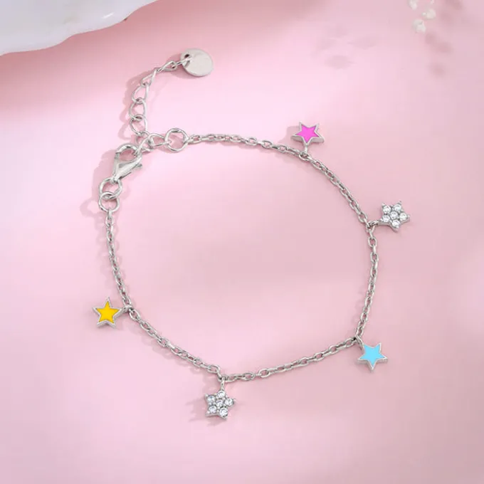 Silver Beautiful Stars Kids Bracelet (2- 8 years)