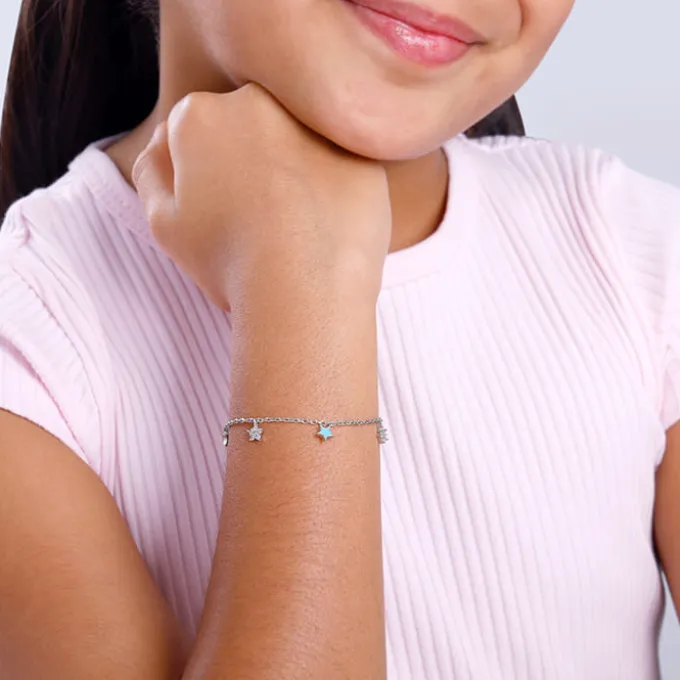 Silver Beautiful Stars Kids Bracelet (2- 8 years)