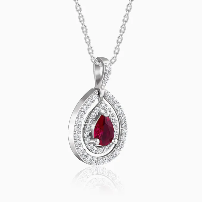 Silver Beauty Drop Pendant With Link Chain