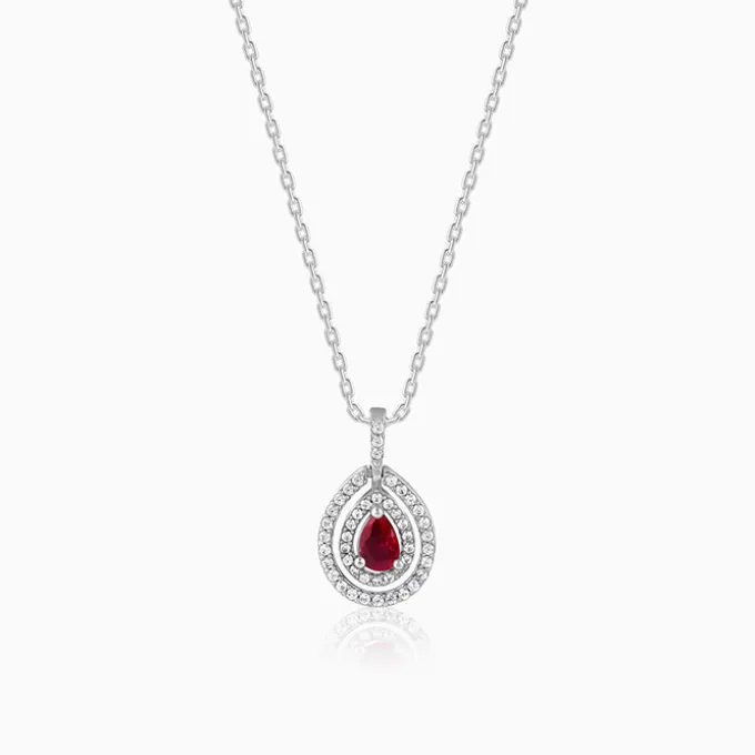 Silver Beauty Drop Pendant With Link Chain