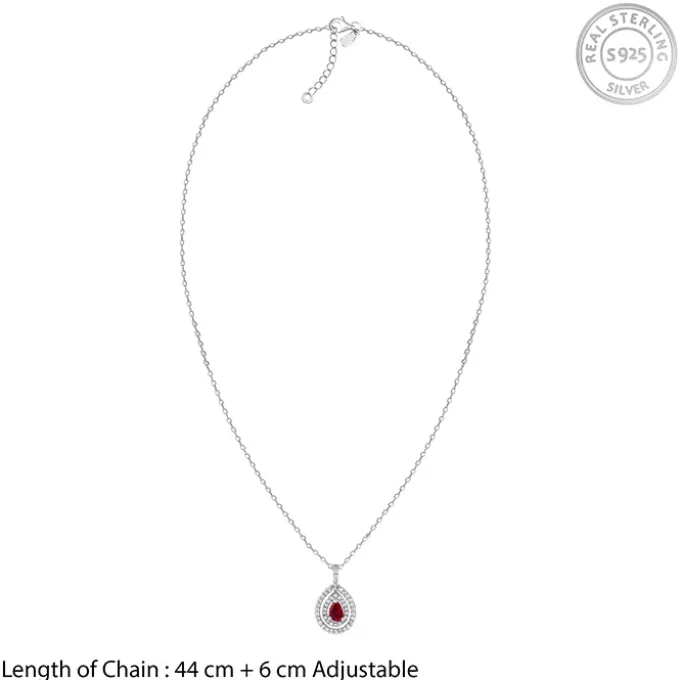 Silver Beauty Drop Pendant With Link Chain