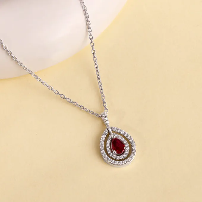 Silver Beauty Drop Pendant With Link Chain