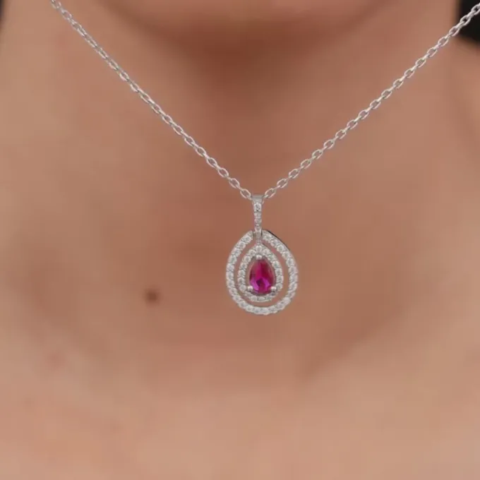 Silver Beauty Drop Pendant With Link Chain