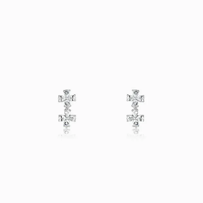 Silver Bedstraw Flower Earrings