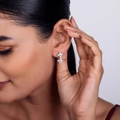 Silver Bedstraw Flower Earrings
