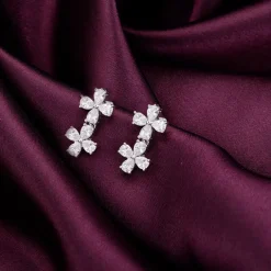 Silver Bedstraw Flower Earrings