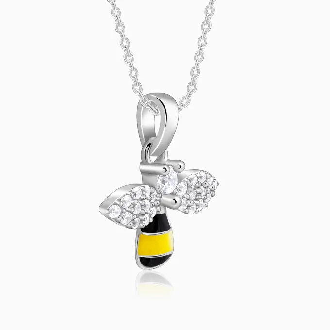 Silver Bee Kids Pendant With Link Chain