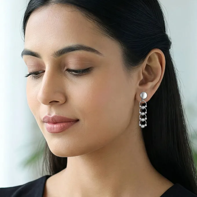 Silver Bejeweled Earrings