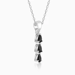 Silver Black Axis Pendant With Link Chain