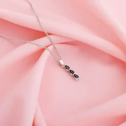 Silver Black Axis Pendant With Link Chain
