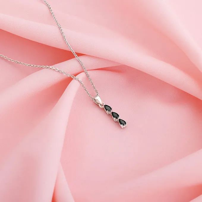 Silver Black Axis Pendant With Link Chain