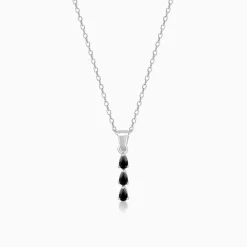 Silver Black Axis Pendant With Link Chain