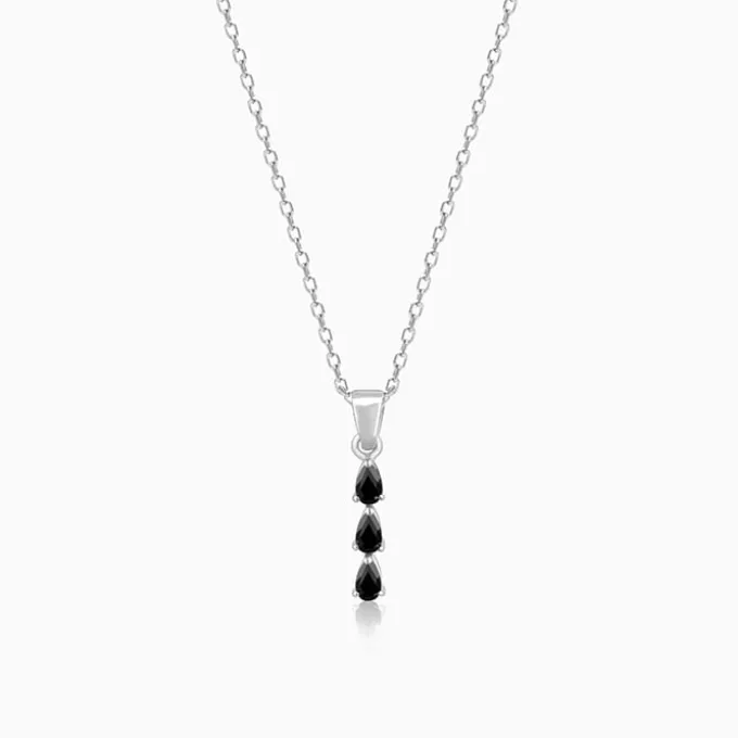 Silver Black Axis Pendant With Link Chain