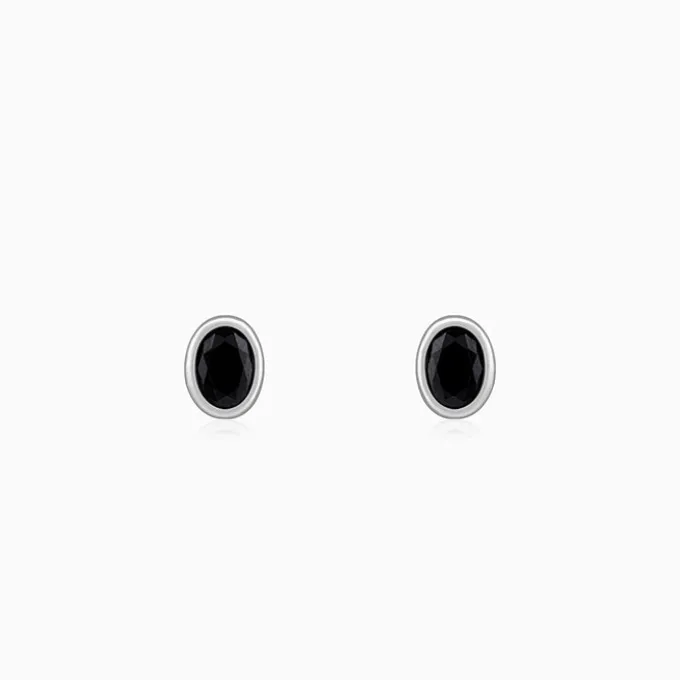 Silver Black Dot Stud For Him