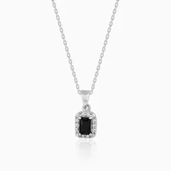 Silver Black Opulence Pendant With Link Chain