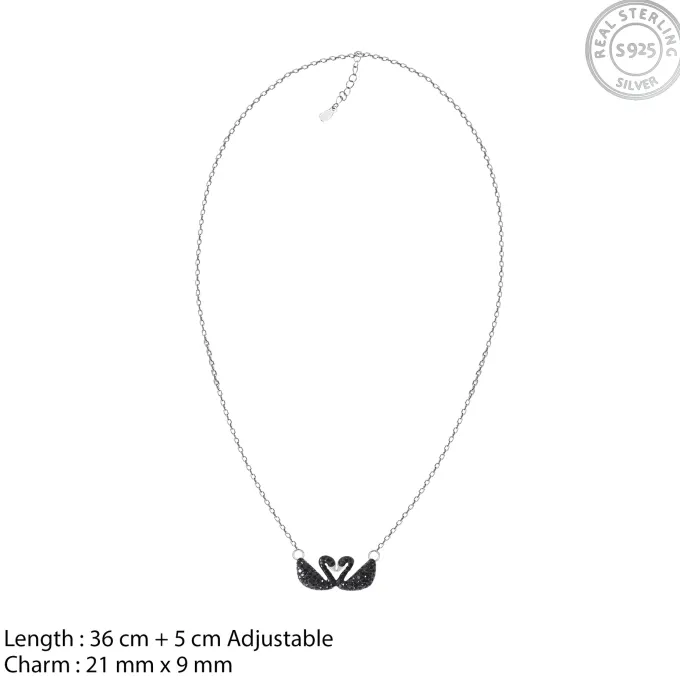 Silver Black Swan Necklace