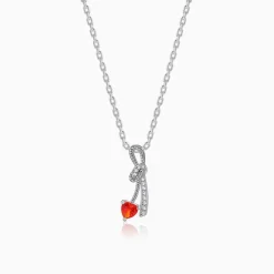 Silver Bleeding Love Pendant With Link Chain