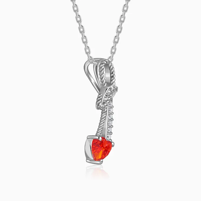 Silver Bleeding Love Pendant With Link Chain