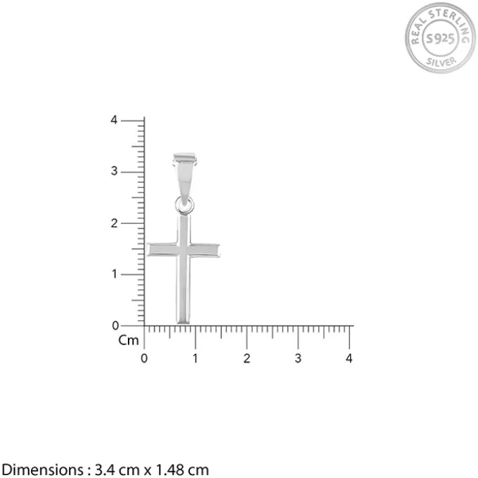 Silver Blessed Holy Cross Pendant with Link Chain