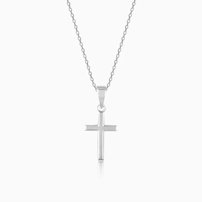 Silver Blessed Holy Cross Pendant with Link Chain