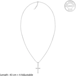 Silver Blessed Holy Cross Pendant with Link Chain