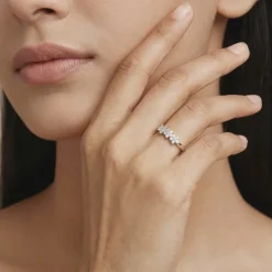 Silver Bloom Cascade Ring