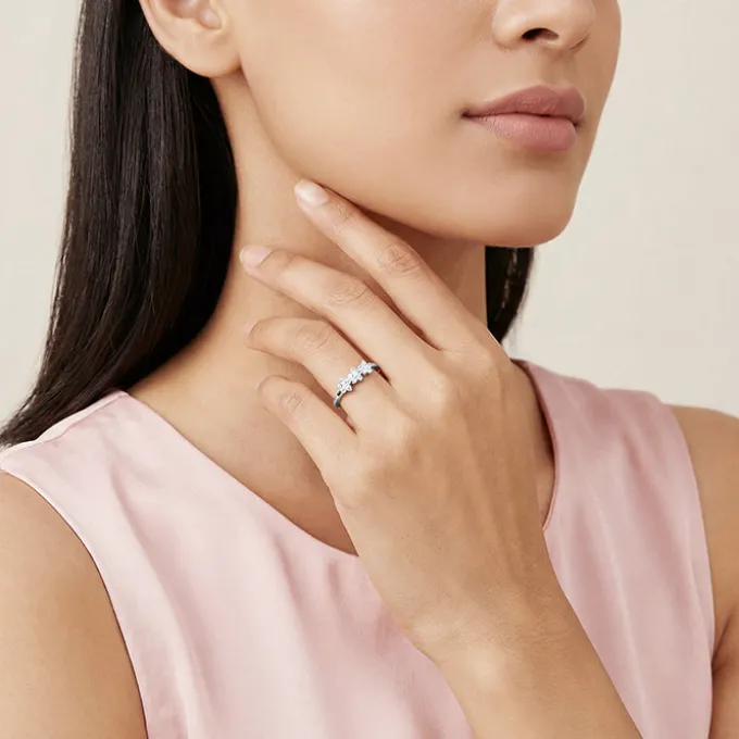 Silver Bloom Cascade Ring