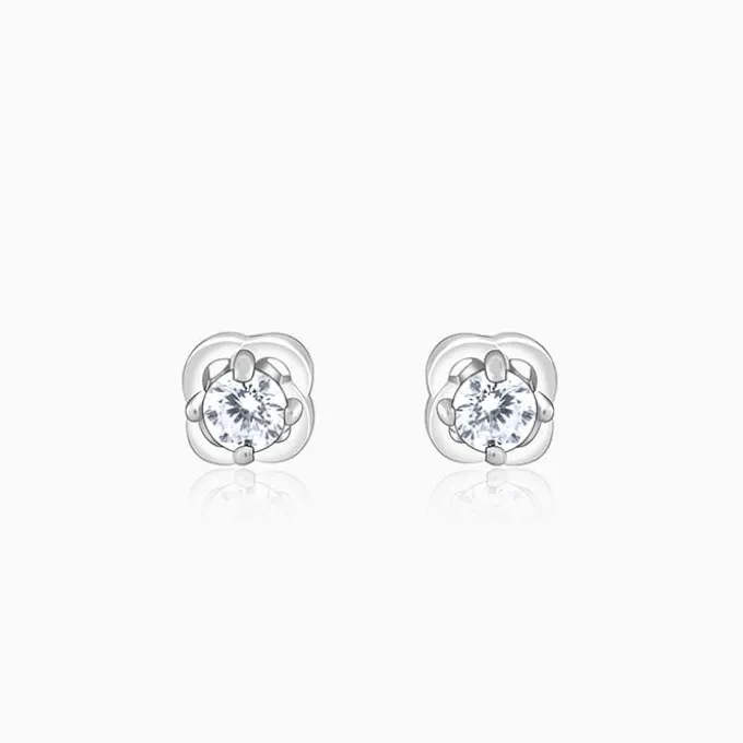 Silver Bloomfire Zirconia Earrings
