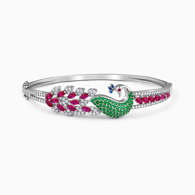 Silver Blooming Peacock Bracelet