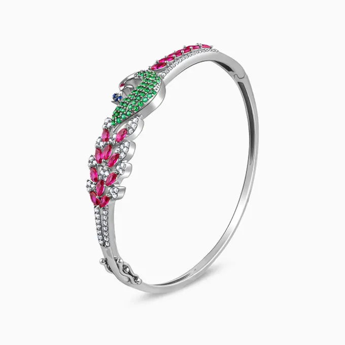 Silver Blooming Peacock Bracelet