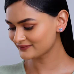 Silver Blue Butterfly Studs