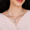 Silver Blue Daisy Necklace