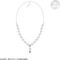 Silver Blue Daisy Necklace